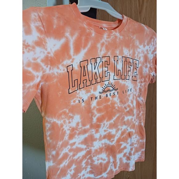 Lake Life is the Best Life Coral Tie Dye Tee T-Shirt NWOT Unisex Size Medium - Picture 2 of 6